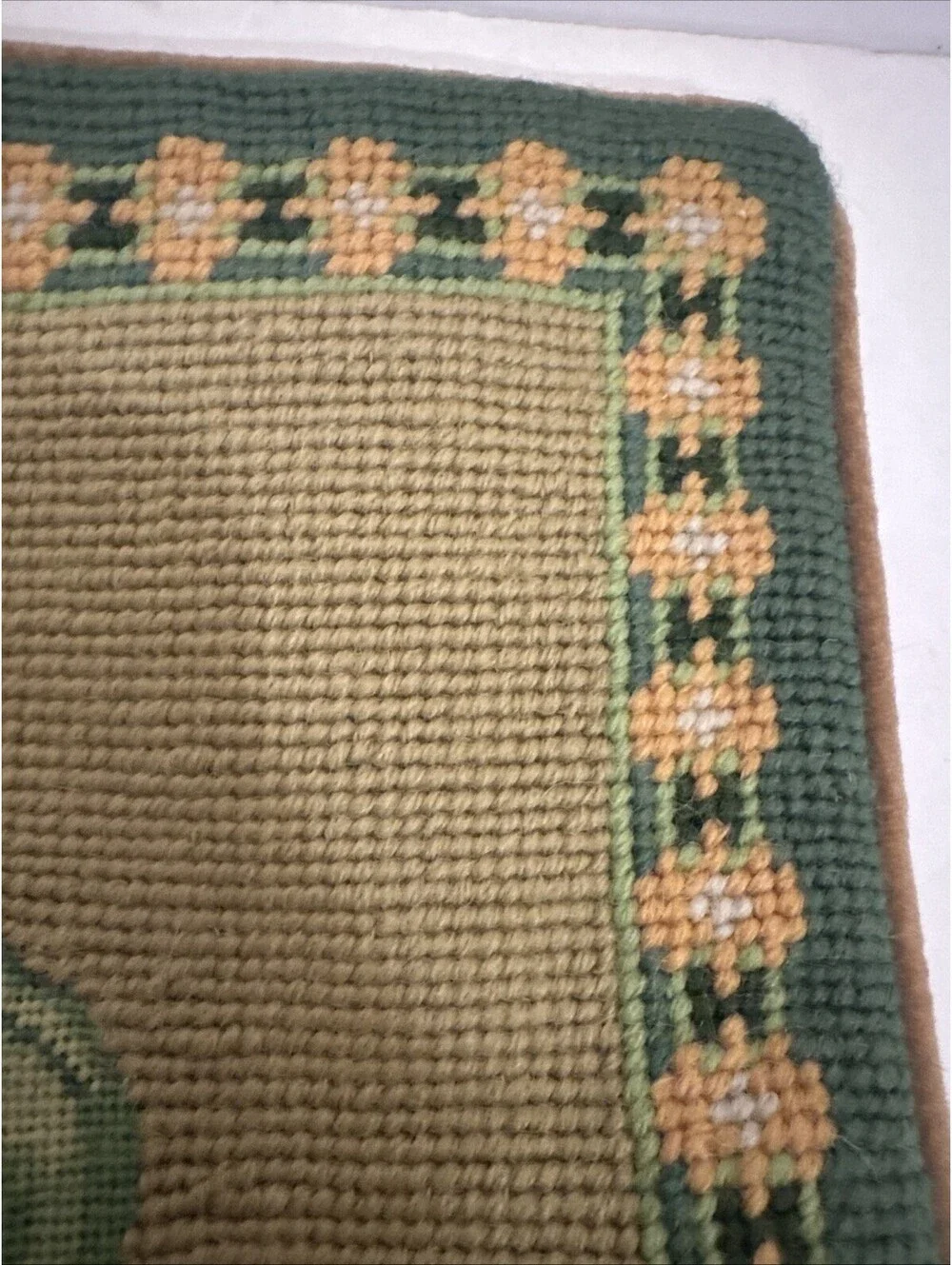 Vintage 1980s Fruit Wool Needlepoint Accent Pillow Cover Velvet Back New